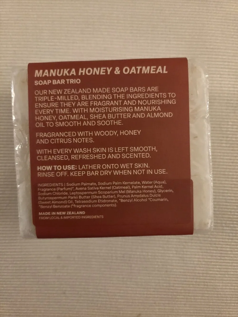 Manuka Honey & Oatmeal Soap Bar Trio - 3 bars - Triple Milled